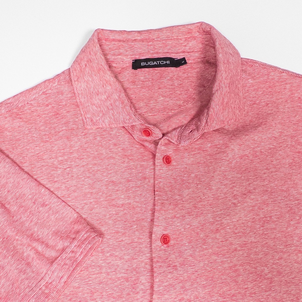 Bugatchi Linen Blend Button Down Shirt Short Sleeve Casual Red Size L Minor Flaw